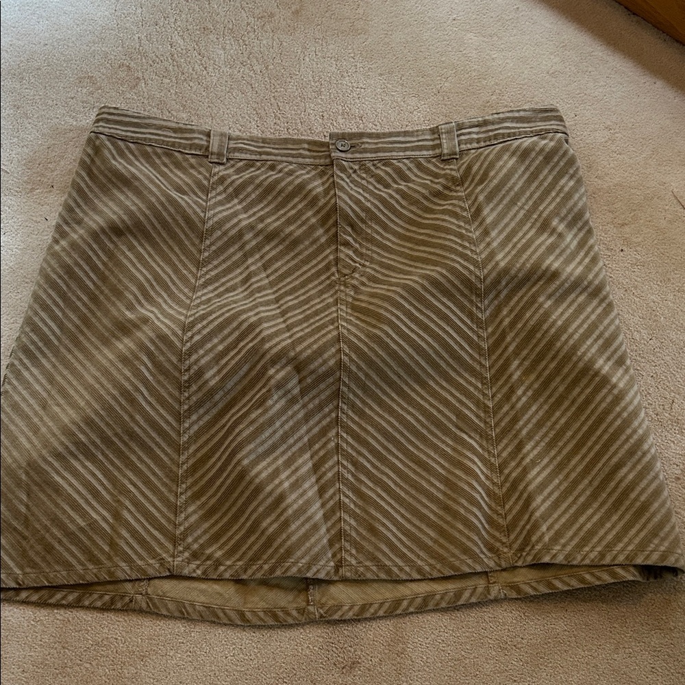 Venezia corduroy Striped Tan Skirt, A-Line. Plus Sz